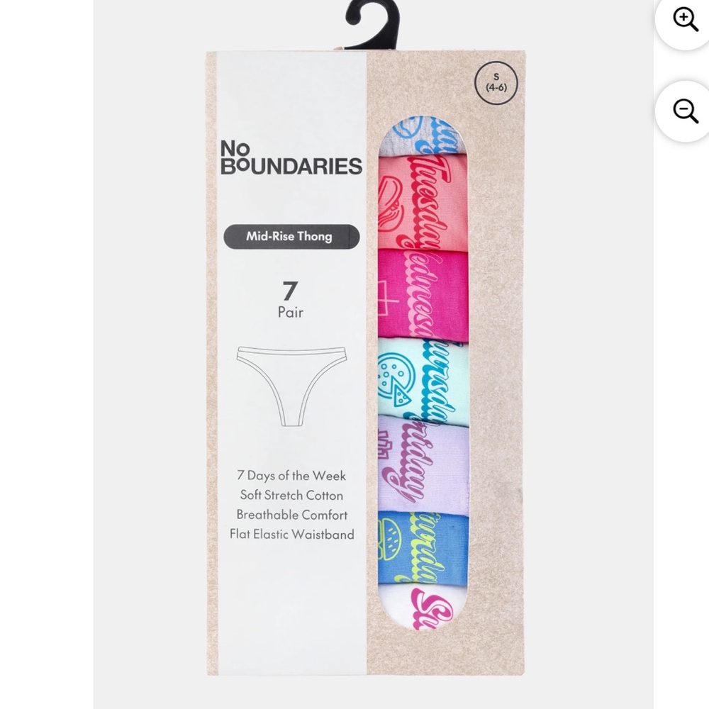 No Boundaries Women's 7-Pack 'Days' Mid-Rise Thongs - Multicolor Set